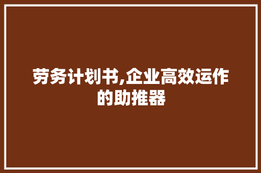 劳务计划书,企业高效运作的助推器