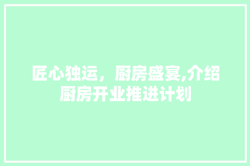 匠心独运，厨房盛宴,介绍厨房开业推进计划