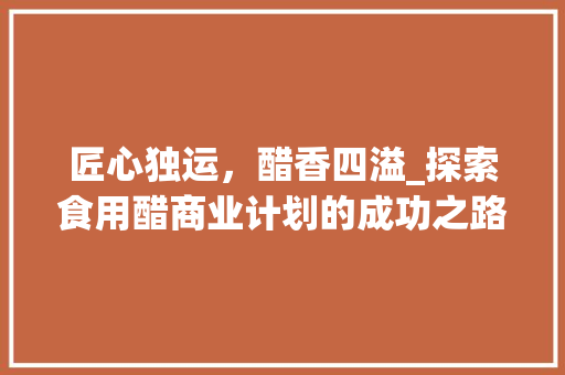 匠心独运，醋香四溢_探索食用醋商业计划的成功之路
