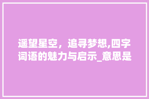 遥望星空，追寻梦想,四字词语的魅力与启示_意思是遥望的四字词语