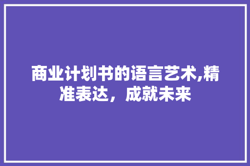 商业计划书的语言艺术,精准表达，成就未来