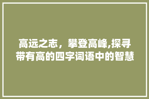 高远之志，攀登高峰,探寻带有高的四字词语中的智慧_带有高的意思的四字词语
