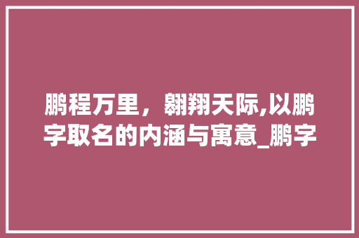 鹏程万里，翱翔天际,以鹏字取名的内涵与寓意_鹏字取名字的意思是啥