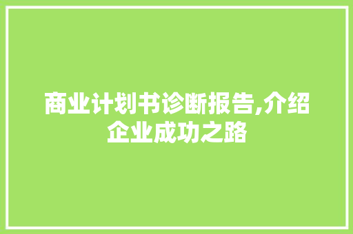 商业计划书诊断报告,介绍企业成功之路
