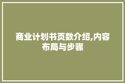 商业计划书页数介绍,内容布局与步骤