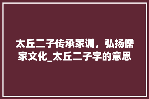 太丘二子传承家训，弘扬儒家文化_太丘二子字的意思