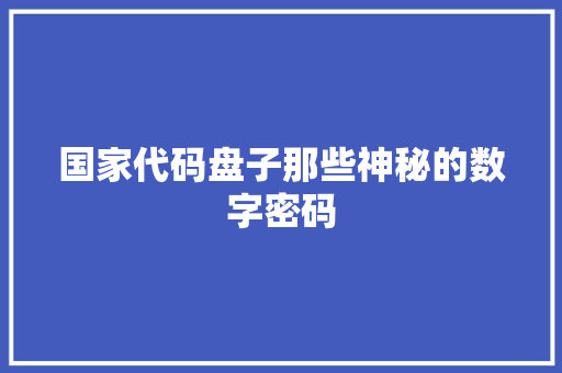 国家代码盘子那些神秘的数字密码