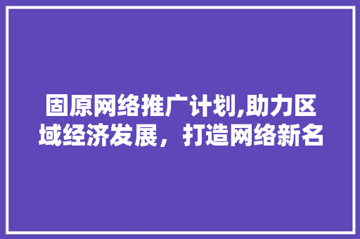 固原网络推广计划,助力区域经济发展，打造网络新名片