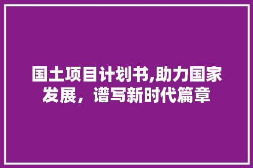 国土项目计划书,助力国家发展，谱写新时代篇章