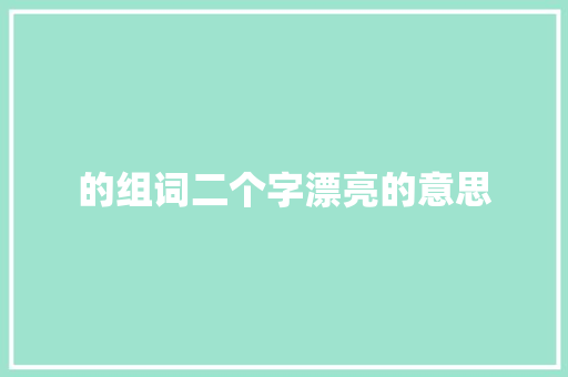 的组词二个字漂亮的意思