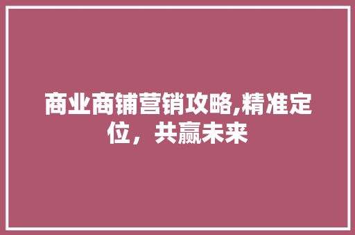 商业商铺营销攻略,精准定位，共赢未来