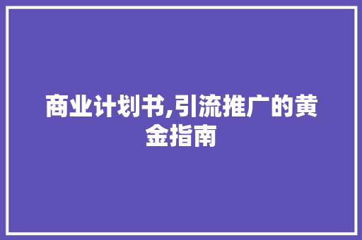 商业计划书,引流推广的黄金指南