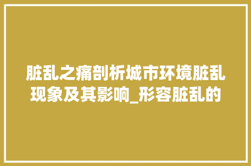 脏乱之痛剖析城市环境脏乱现象及其影响_形容脏乱的四字词的意思