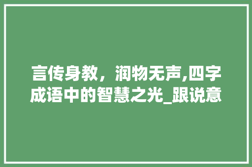 言传身教，润物无声,四字成语中的智慧之光_跟说意思有关的四字成语