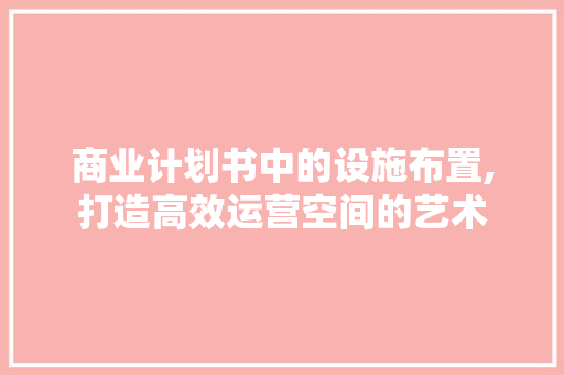 商业计划书中的设施布置,打造高效运营空间的艺术