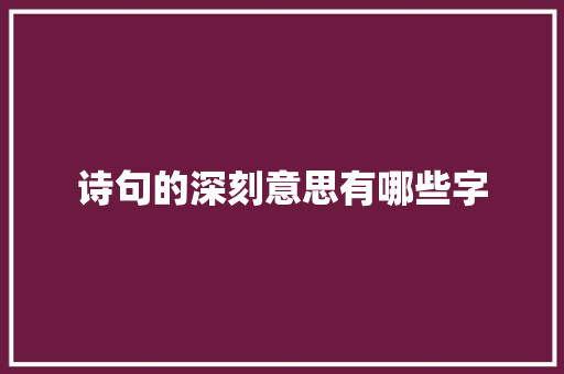 诗句的深刻意思有哪些字