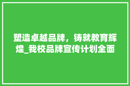 塑造卓越品牌，铸就教育辉煌_我校品牌宣传计划全面启动