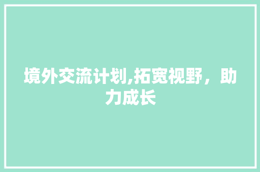 境外交流计划,拓宽视野，助力成长