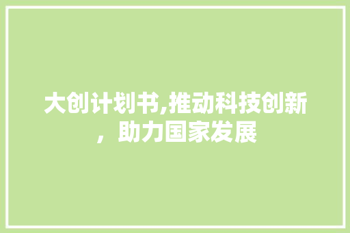 大创计划书,推动科技创新，助力国家发展