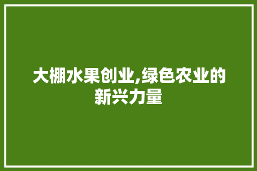 大棚水果创业,绿色农业的新兴力量