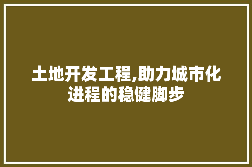 土地开发工程,助力城市化进程的稳健脚步