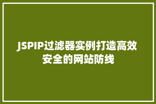 JSPIP过滤器实例打造高效安全的网站防线