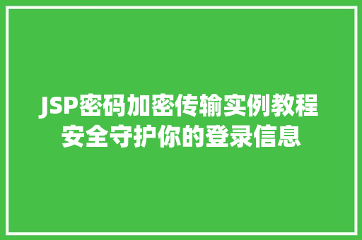 JSP密码加密传输实例教程安全守护你的登录信息