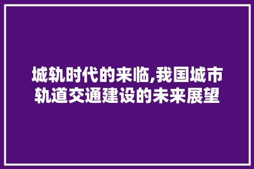 城轨时代的来临,我国城市轨道交通建设的未来展望