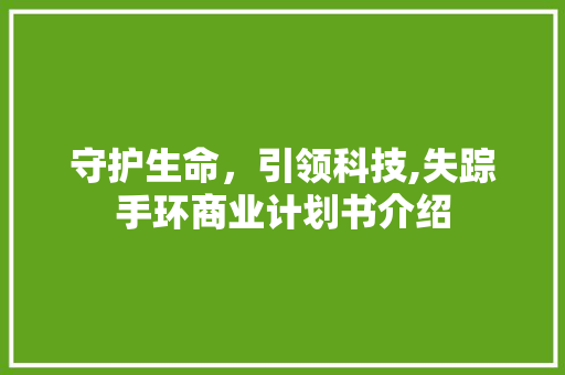 守护生命，引领科技,失踪手环商业计划书介绍