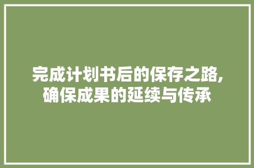 完成计划书后的保存之路,确保成果的延续与传承