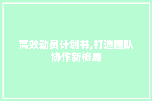 高效动员计划书,打造团队协作新格局