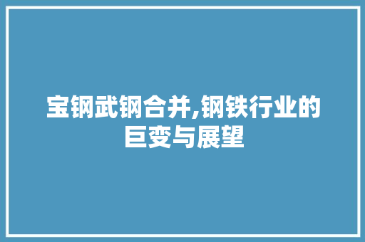 宝钢武钢合并,钢铁行业的巨变与展望