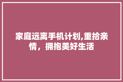 家庭远离手机计划,重拾亲情，拥抱美好生活