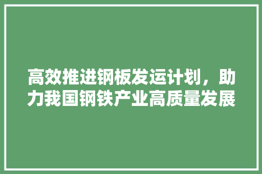高效推进钢板发运计划，助力我国钢铁产业高质量发展