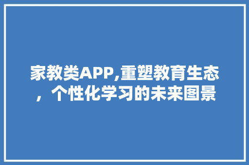 家教类APP,重塑教育生态，个性化学习的未来图景