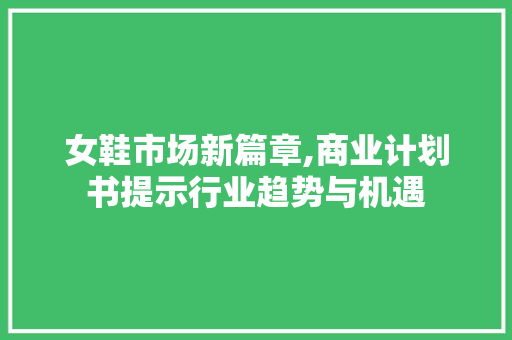 女鞋市场新篇章,商业计划书提示行业趋势与机遇