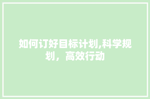 如何订好目标计划,科学规划，高效行动