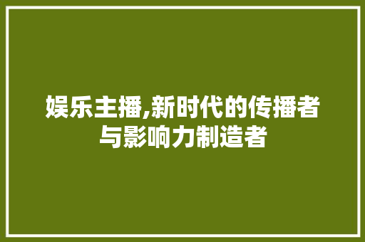 娱乐主播,新时代的传播者与影响力制造者