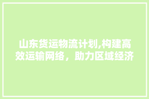 山东货运物流计划,构建高效运输网络，助力区域经济发展