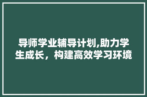 导师学业辅导计划,助力学生成长，构建高效学习环境