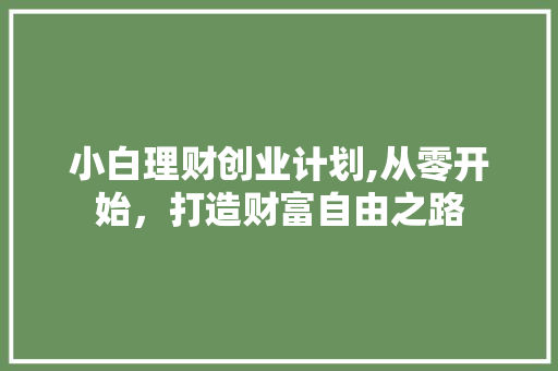 小白理财创业计划,从零开始，打造财富自由之路