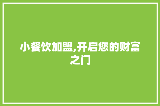 小餐饮加盟,开启您的财富之门