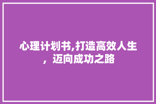 心理计划书,打造高效人生，迈向成功之路