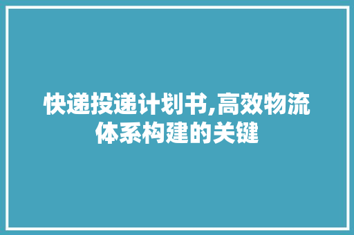 快递投递计划书,高效物流体系构建的关键