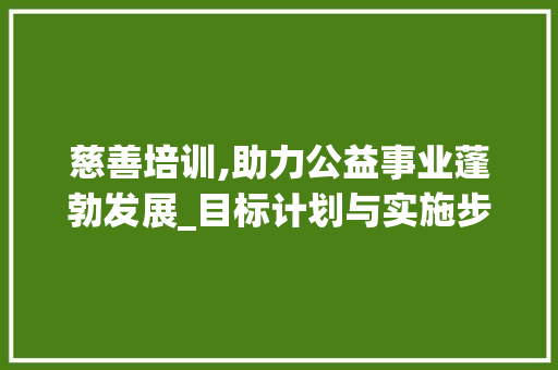 慈善培训,助力公益事业蓬勃发展_目标计划与实施步骤讨论
