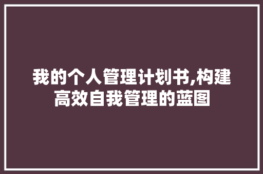 我的个人管理计划书,构建高效自我管理的蓝图