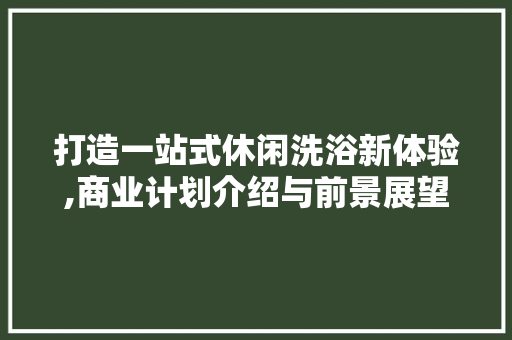 打造一站式休闲洗浴新体验,商业计划介绍与前景展望