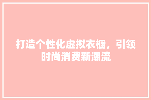 打造个性化虚拟衣橱，引领时尚消费新潮流