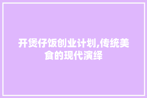 开煲仔饭创业计划,传统美食的现代演绎