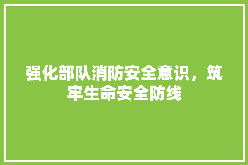 强化部队消防安全意识，筑牢生命安全防线